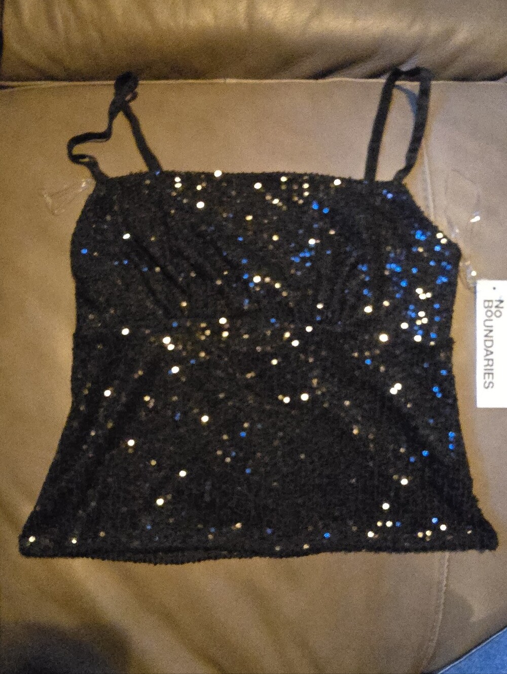 No Boundaries Black Sequin Camisole Tank